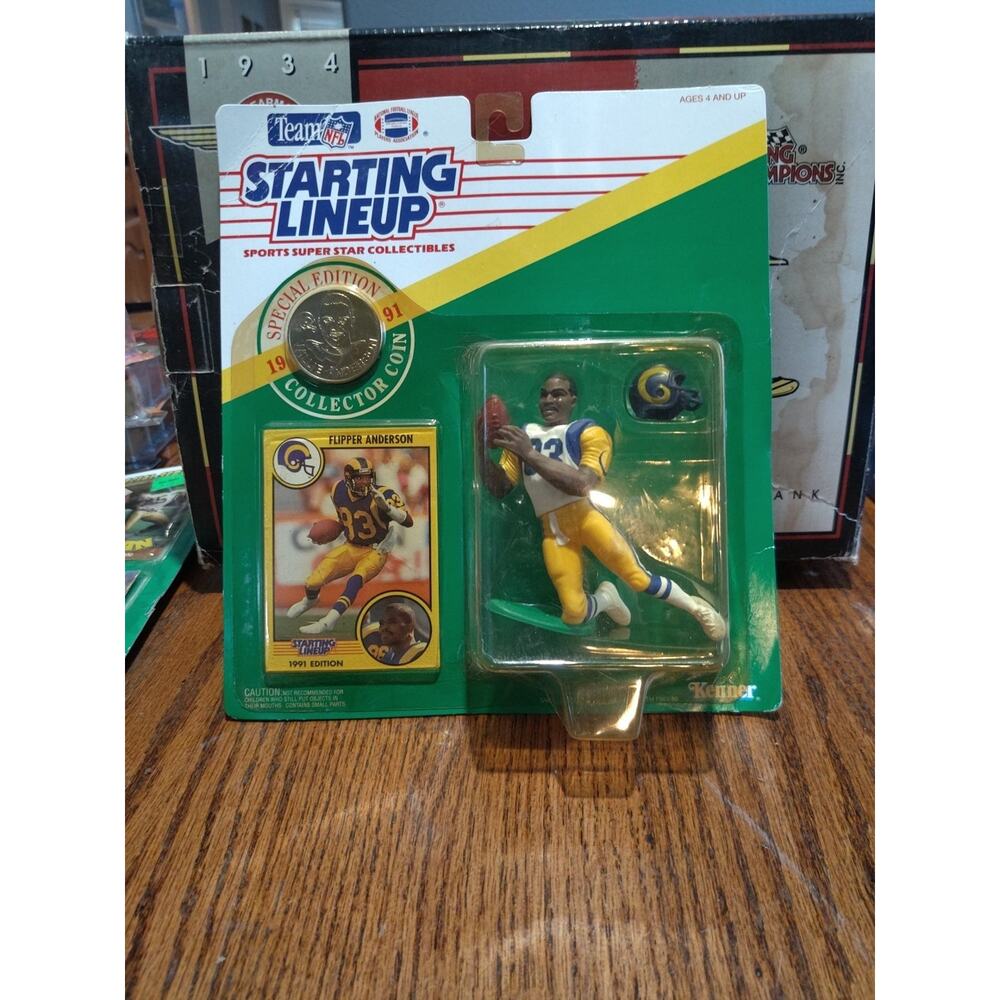 1991 NFL Starting Lineup FLIPPER ANDERSON Kenner Figure wCollector Coin Box 78